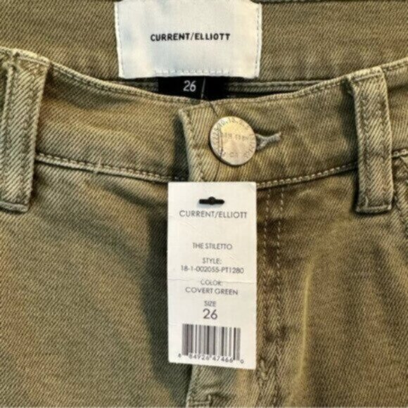 NWT Current/Elloitt | The Stiletto Covert Green Skinny Jeans Size 26 - Picture 10 of 10